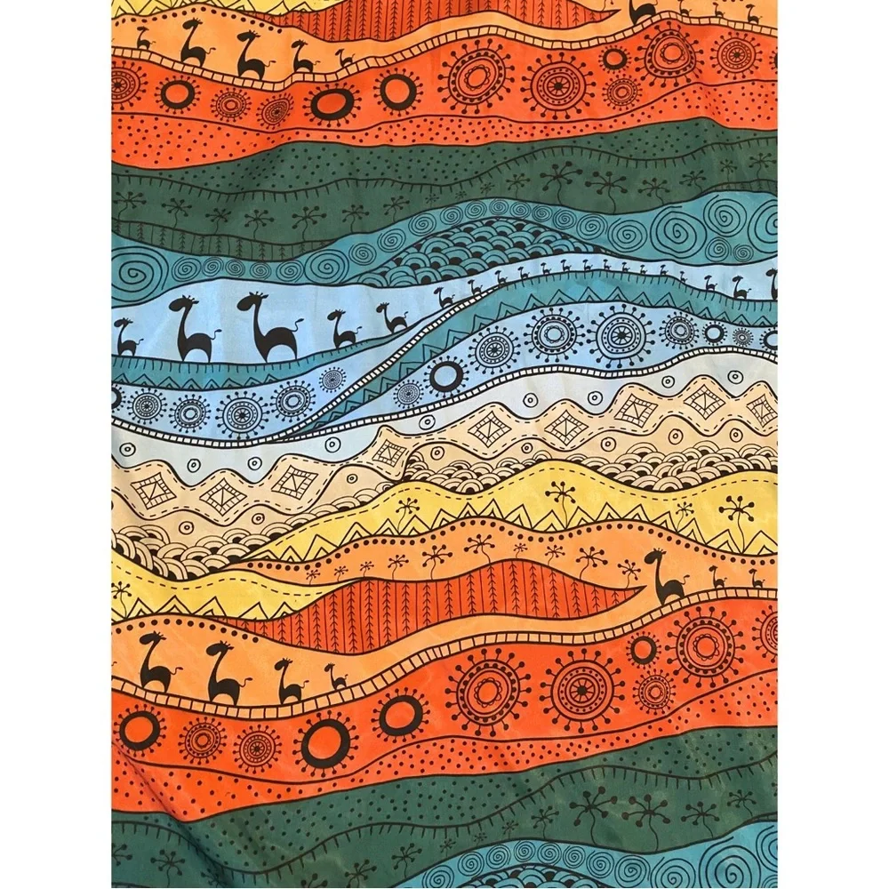 Vintage Winlar Kaftan Maxi Dress One Size Fits Most V-Neck Colorful Geometric - Picture 3 of 10